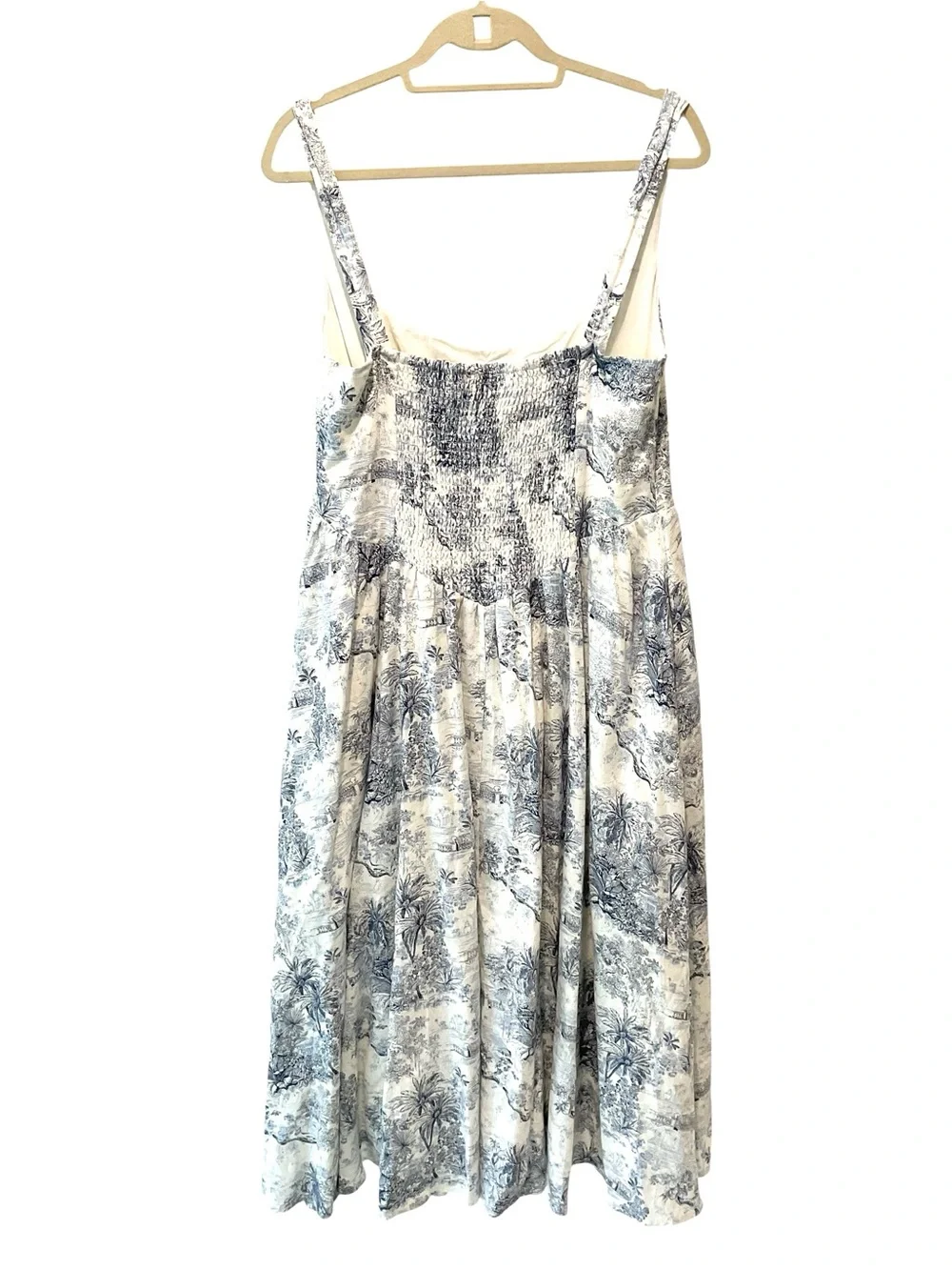 Caroline Constas Toile Linen Blend Maxi Dress Blue White Resort NWT Large - Picture 6 of 8